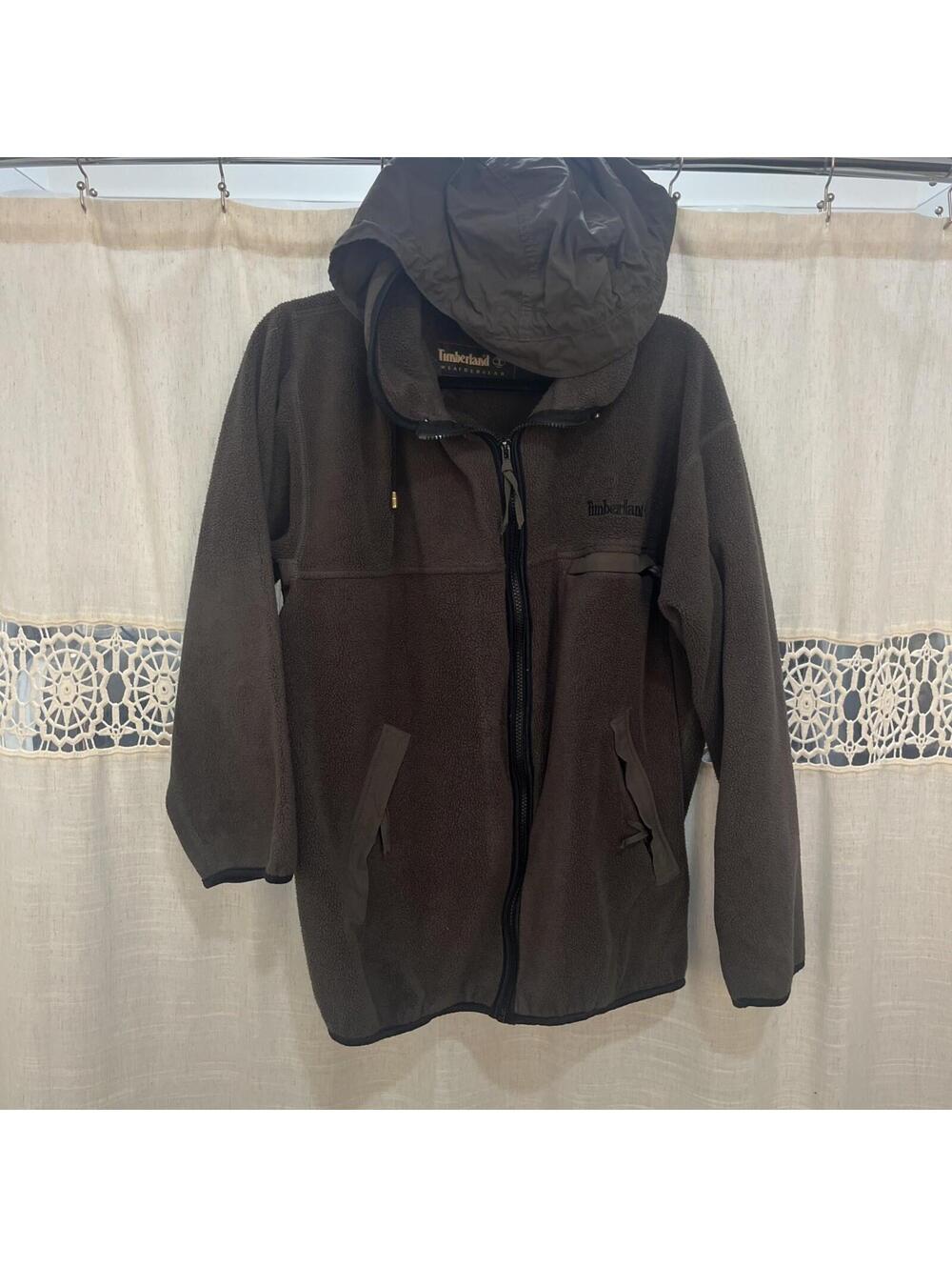 RATE VTG Timberland wethergear Fleece Full Zip Brown Hooded Jacket Brown Size L